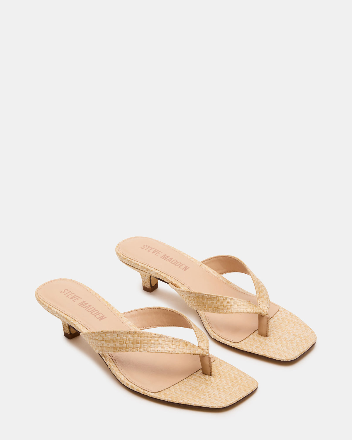 TRACIE Raffia Thong Strap Women's Kitten Heel Steve Madden RAFFIA