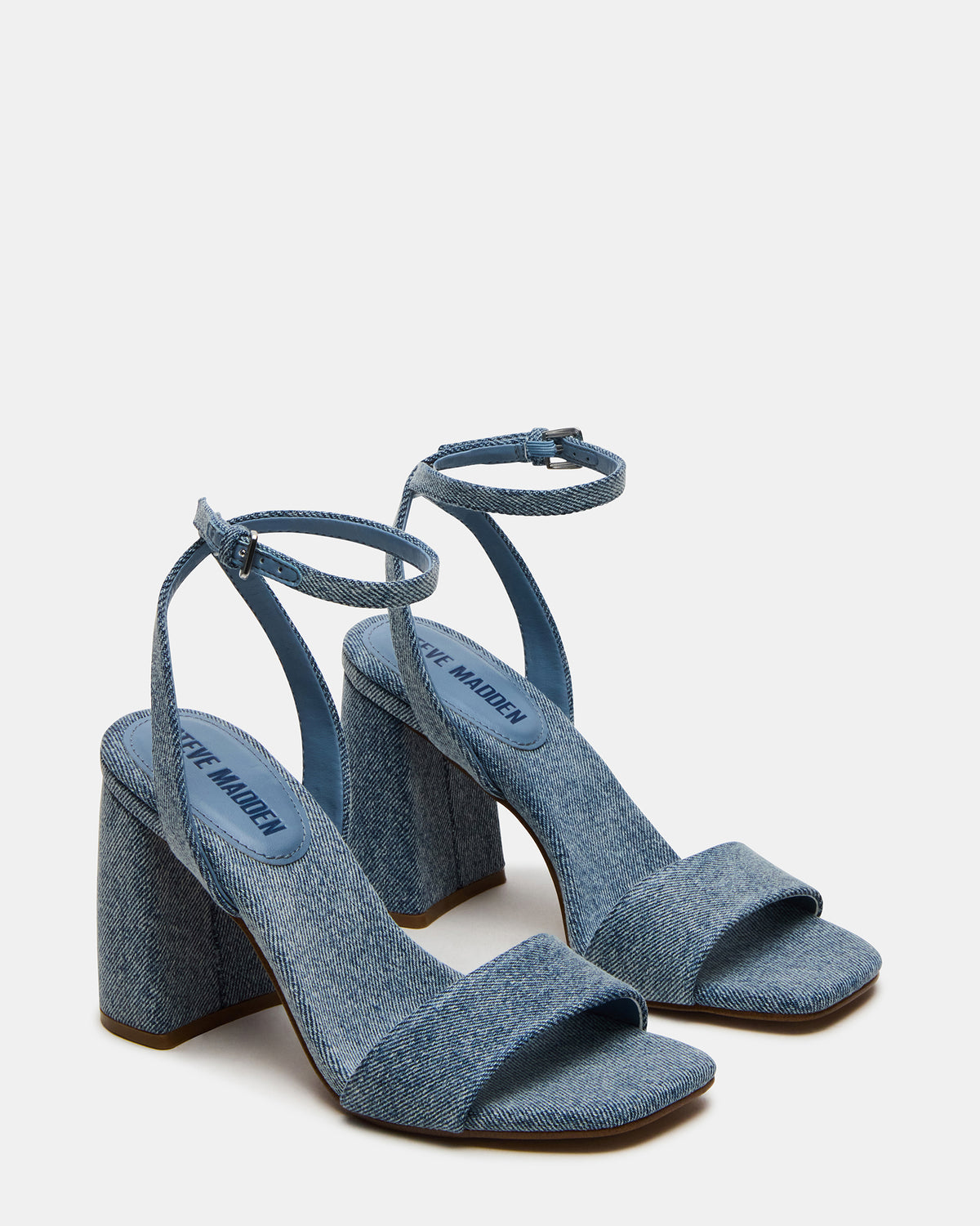 MESSA Denim Fabric Women's Square-Toe Block Heel Steve Madden DENIM FABRIC