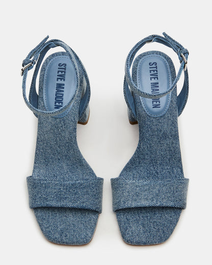 MESSA Denim Fabric Women's Square-Toe Block Heel Steve Madden DENIM FABRIC