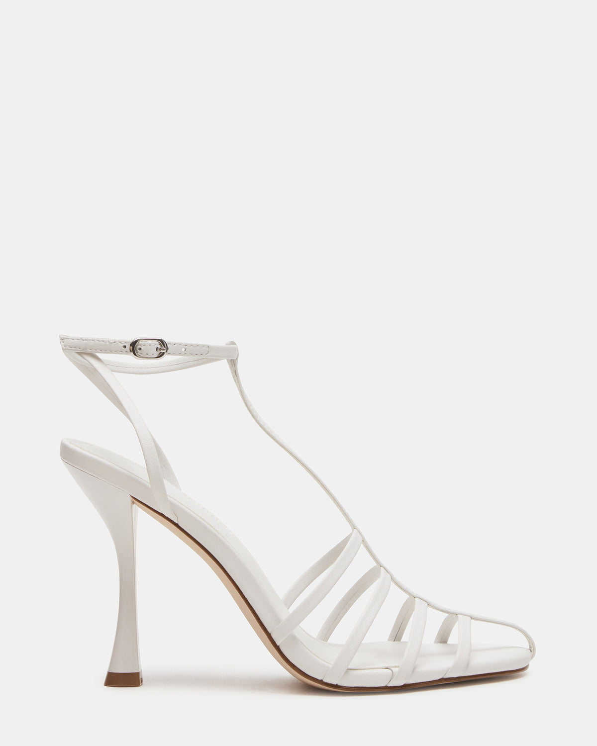 TILDAH White Leather Strappy Rounded Toe Women's Heel Steve Madden WHITE LEATHER