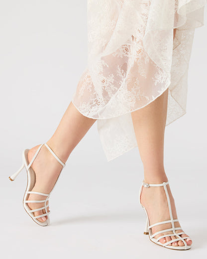 TILDAH White Leather Strappy Rounded Toe Women's Heel Steve Madden WHITE LEATHER