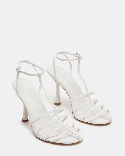 TILDAH White Leather Strappy Rounded Toe Women's Heel Steve Madden WHITE LEATHER