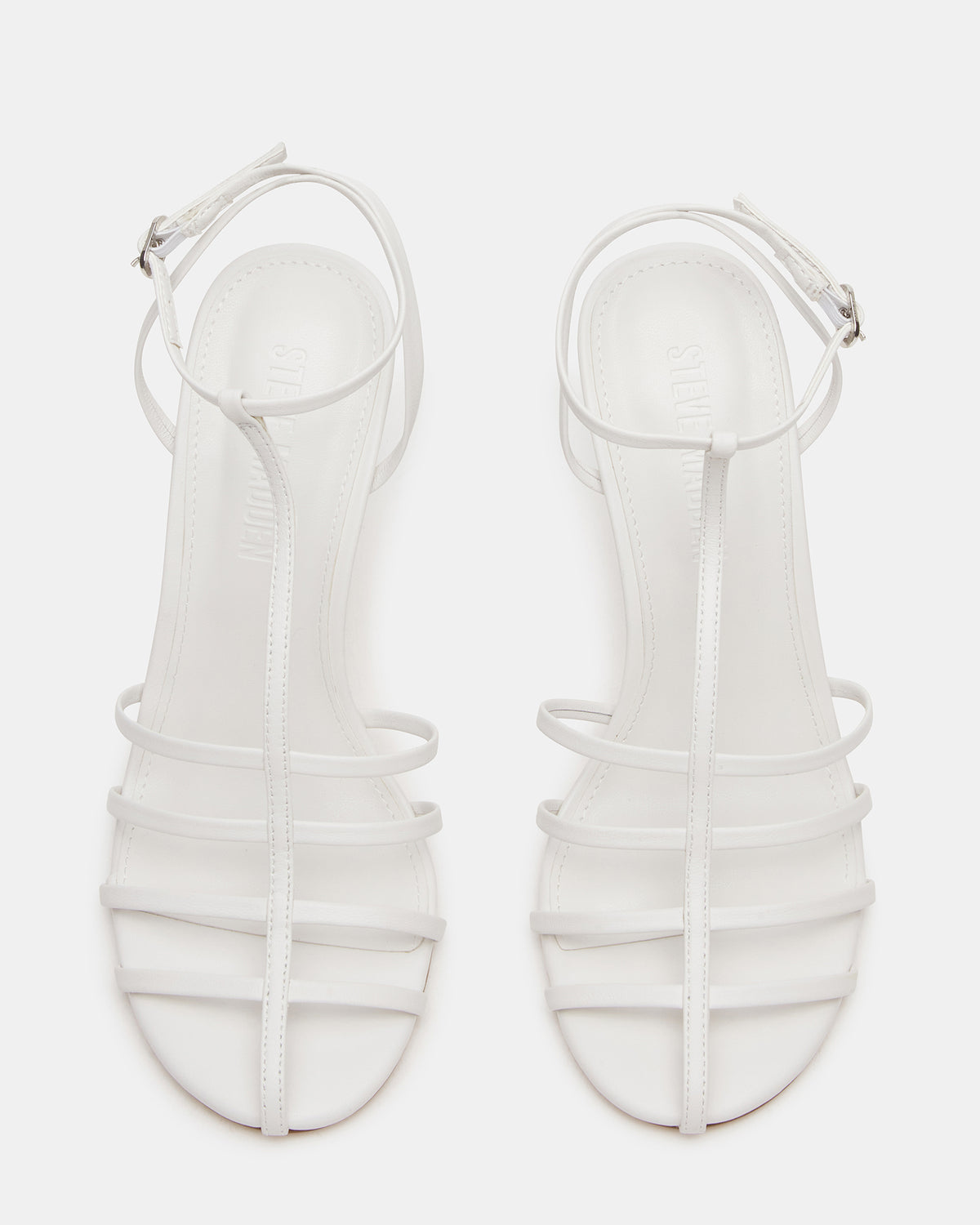 TILDAH White Leather Strappy Rounded Toe Women's Heel Steve Madden WHITE LEATHER