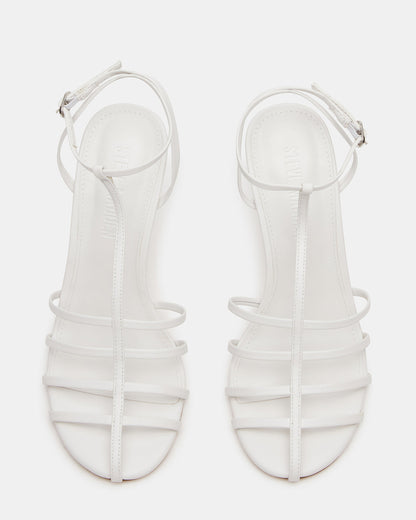 TILDAH White Leather Strappy Rounded Toe Women's Heel Steve Madden WHITE LEATHER