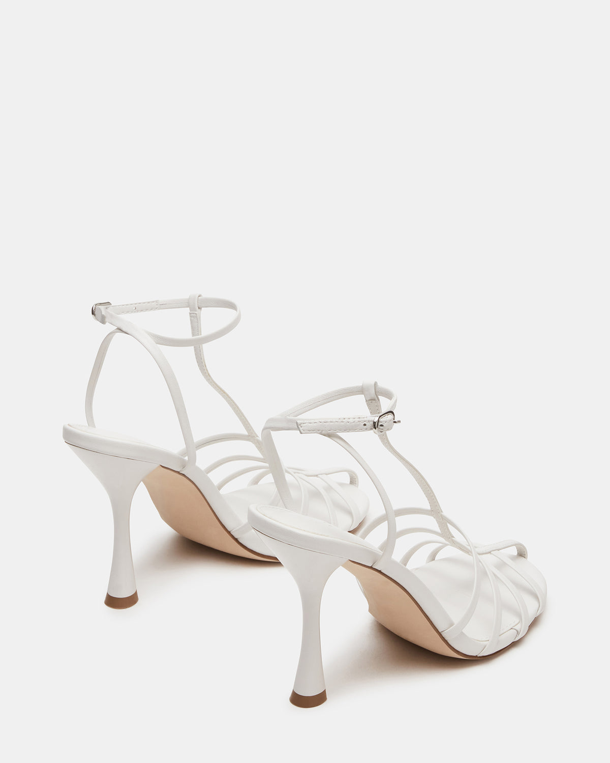 TILDAH White Leather Strappy Rounded Toe Women's Heel Steve Madden WHITE LEATHER