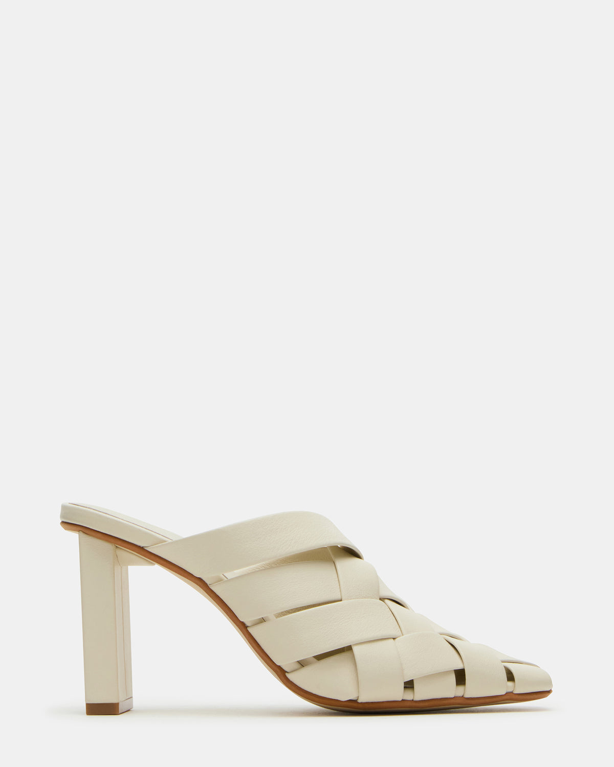 NAKITA White Square-Toe Woven Mule Women's Heel Steve Madden WHITE