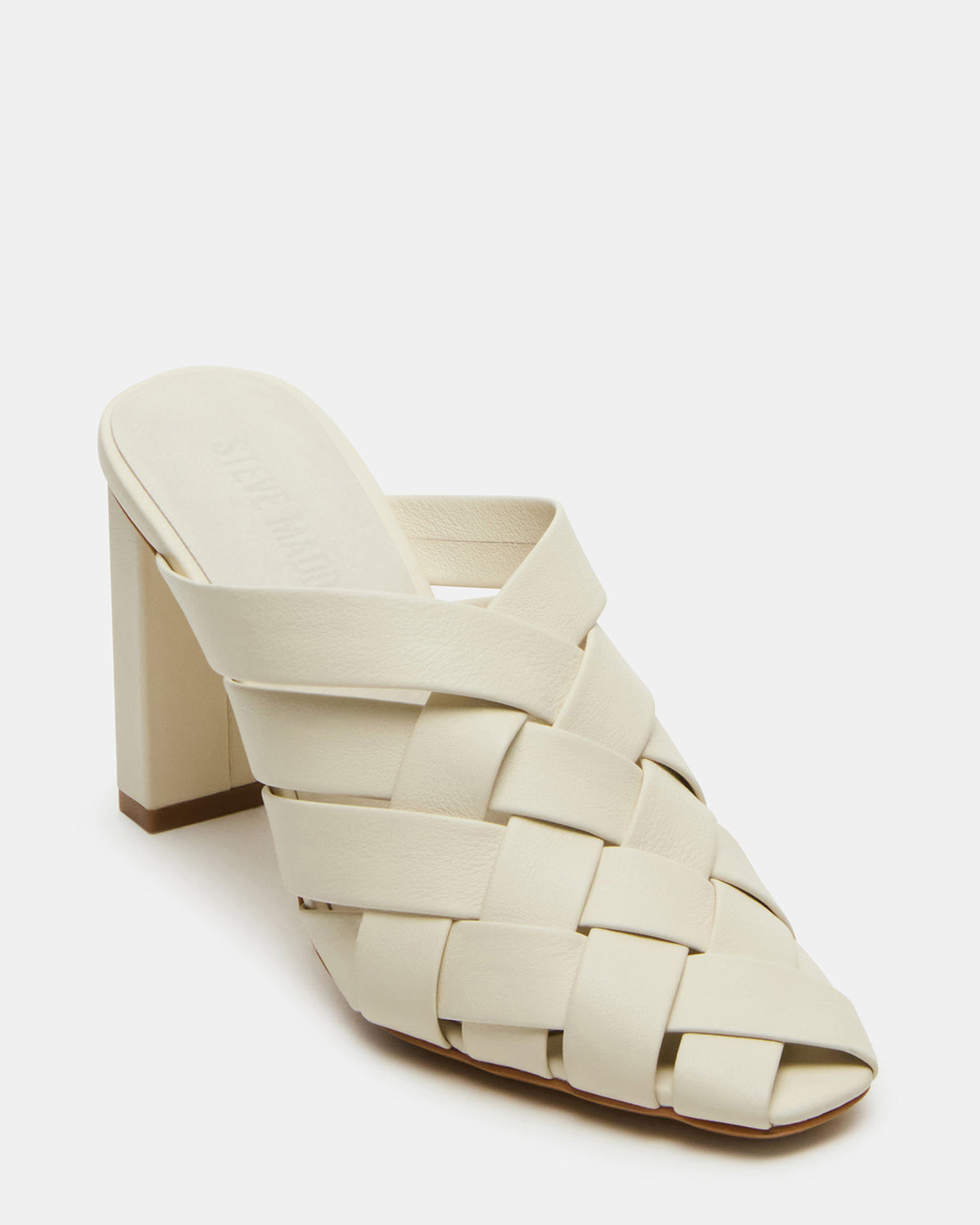NAKITA White Square-Toe Woven Mule Women's Heel Steve Madden WHITE