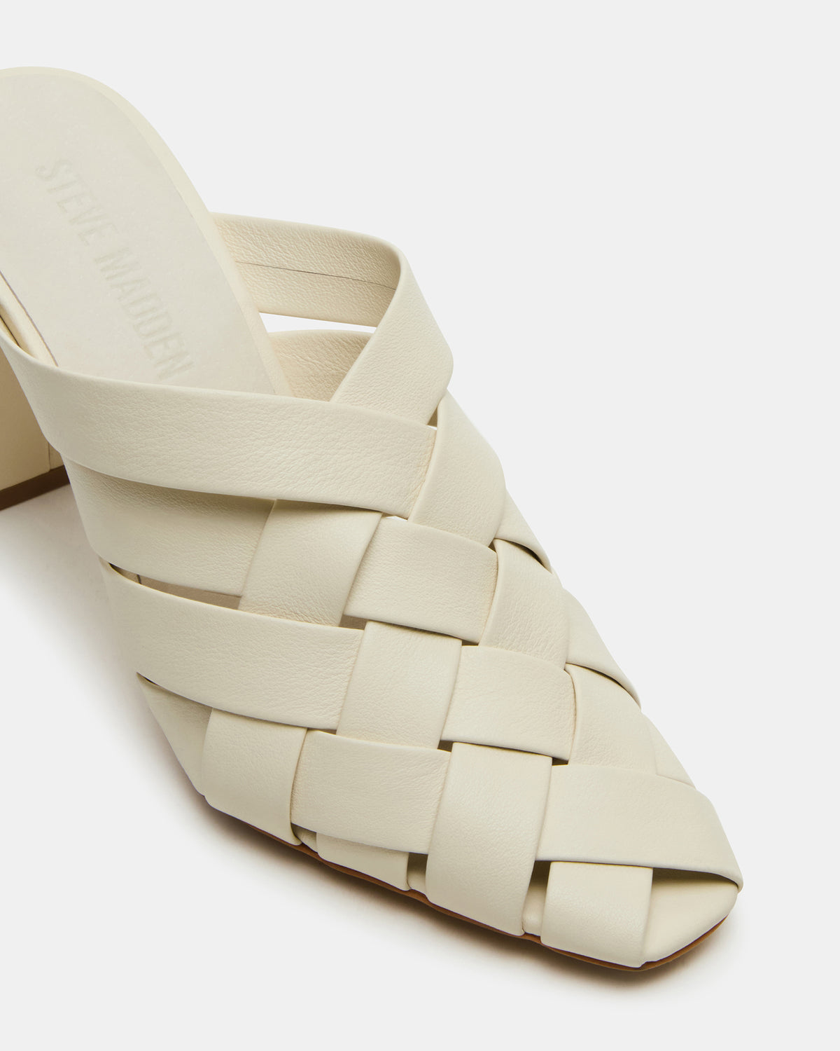 NAKITA White Square-Toe Woven Mule Women's Heel Steve Madden WHITE
