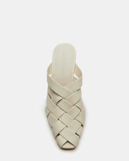 NAKITA White Square-Toe Woven Mule Women's Heel Steve Madden WHITE