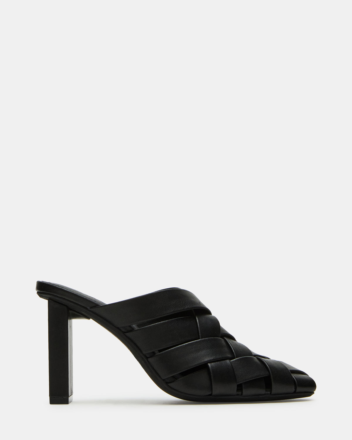NAKITA Black Square-Toe Woven Mule Women's Heel Steve Madden BLACK