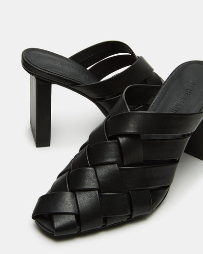NAKITA Black Square-Toe Woven Mule Women's Heel Steve Madden BLACK