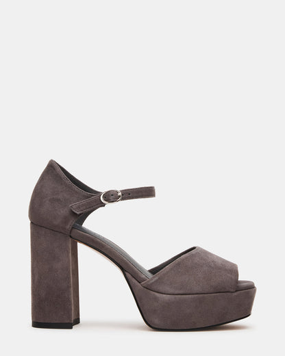 LONDON Grey Suede Platfrom Block Heel Square-Toe Women's Heel Steve Madden GREY SUEDE