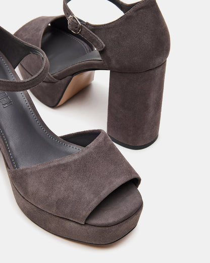 LONDON Grey Suede Platfrom Block Heel Square-Toe Women's Heel Steve Madden GREY SUEDE