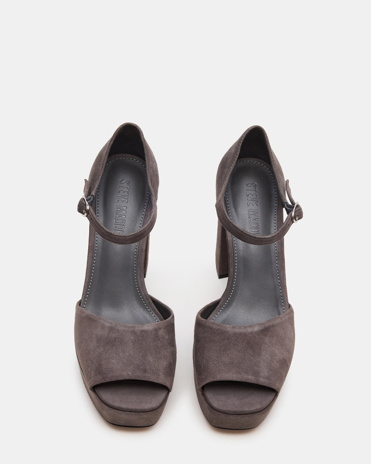 LONDON Grey Suede Platfrom Block Heel Square-Toe Women's Heel Steve Madden GREY SUEDE