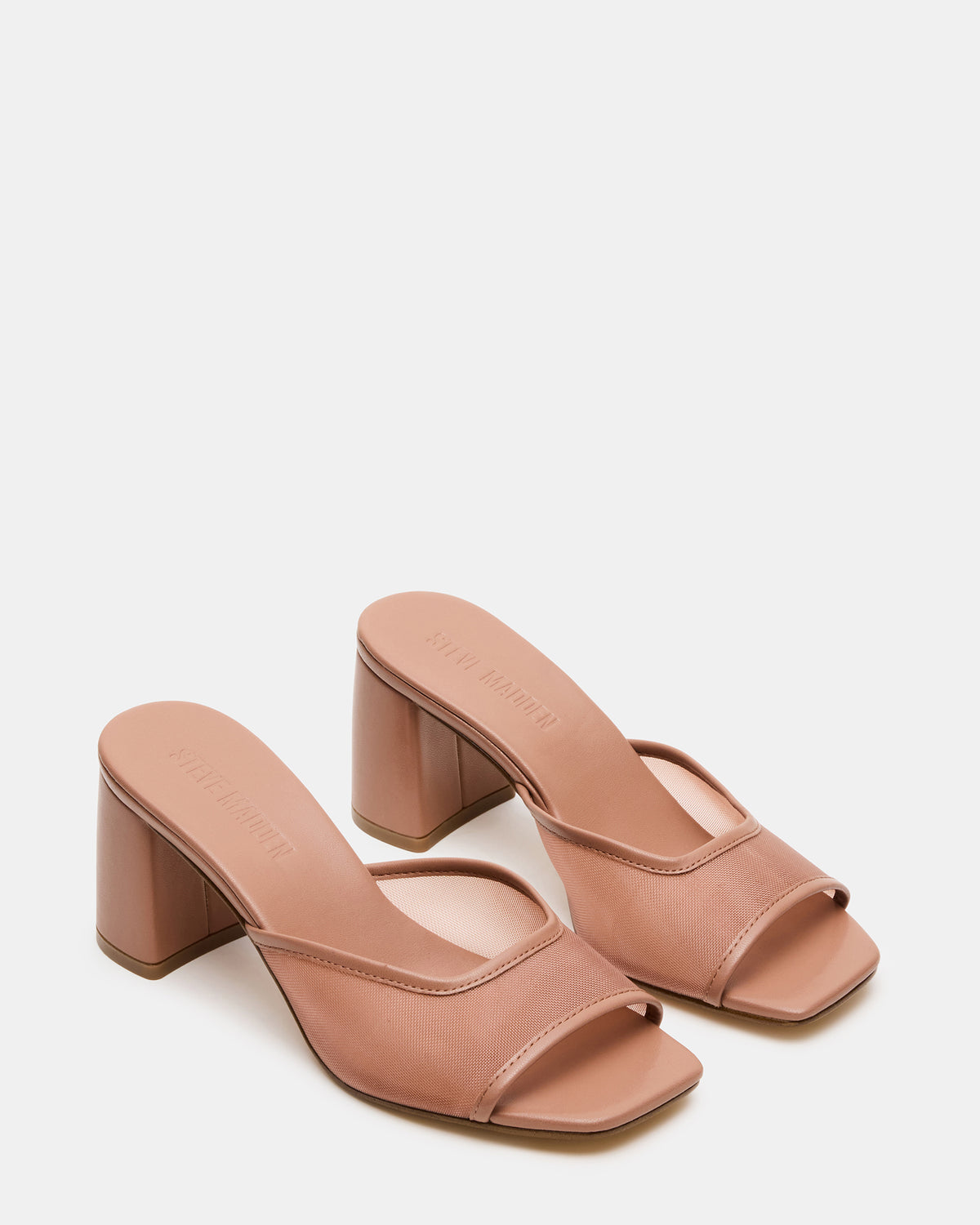 MADAME Mocha Square-Toe Mesh Mule Women's Heel Steve Madden MOCHA