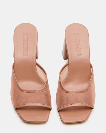 MADAME Mocha Square-Toe Mesh Mule Women's Heel Steve Madden MOCHA