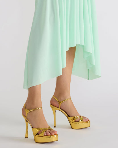 SCARLET Gold Square-Toe Strappy Platform Women's Heel Steve Madden GOLD
