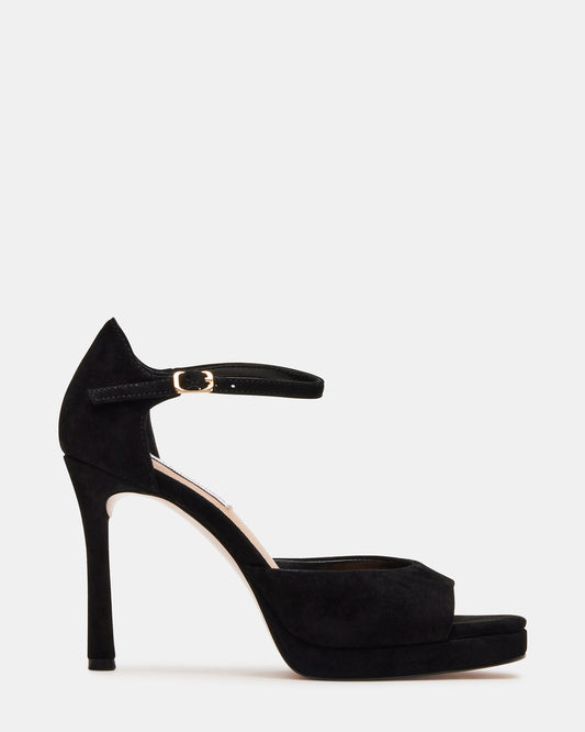 ESTER Black Suede Strappy Heel | Women's Heels Steve Madden BLACK SUEDE