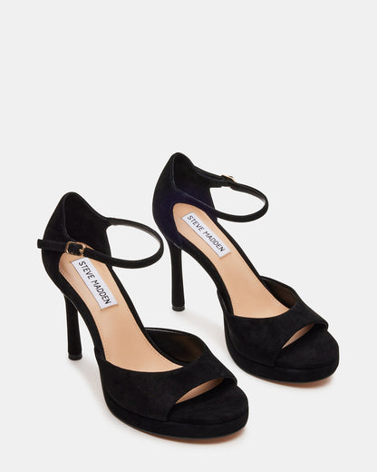ESTER Black Suede Strappy Heel | Women's Heels Steve Madden BLACK SUEDE