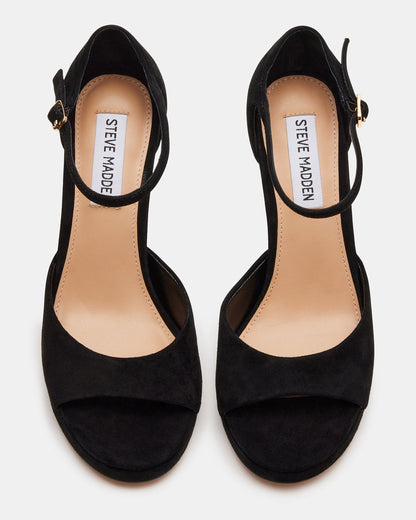 ESTER Black Suede Strappy Heel | Women's Heels Steve Madden BLACK SUEDE