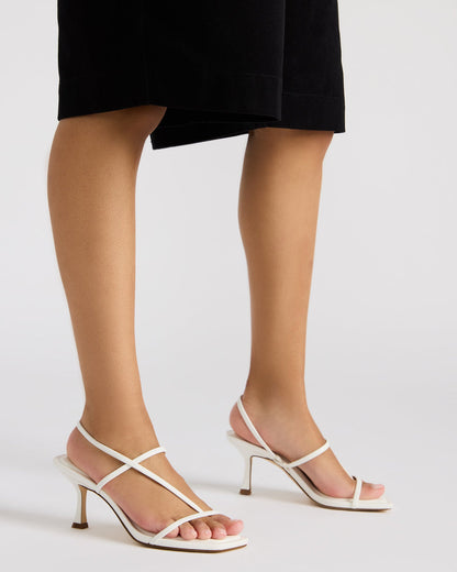 LOCKE White Women's Dainty Strappy Square Toe Heel Steve Madden WHITE