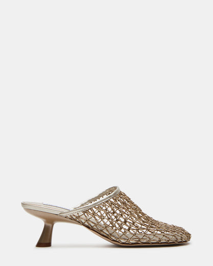 XRAY Gold Women's Caged Net Mule Heel Steve Madden GOLD
