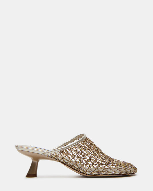 XRAY Gold Women's Caged Net Mule Heel Steve Madden GOLD