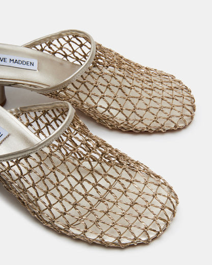 XRAY Gold Women's Caged Net Mule Heel Steve Madden GOLD