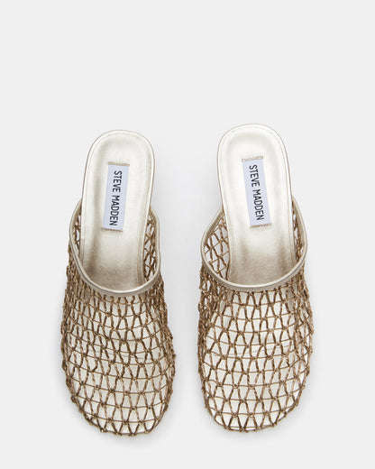 XRAY Gold Women's Caged Net Mule Heel Steve Madden GOLD