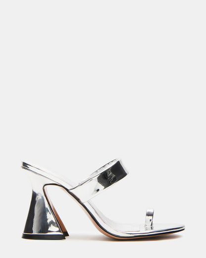 RENIE Silver Women's Open Toe Mule Heel Steve Madden SILVER