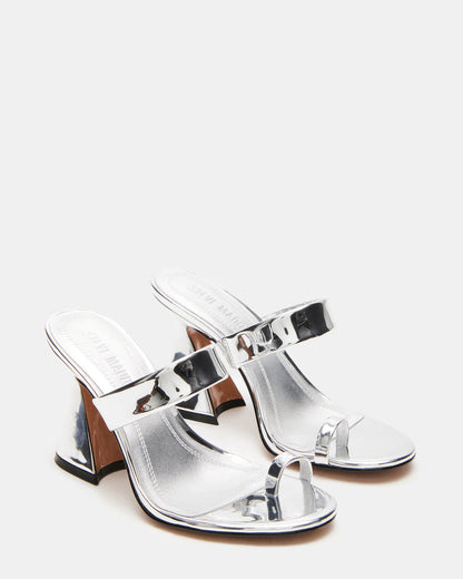 RENIE Silver Women's Open Toe Mule Heel Steve Madden SILVER