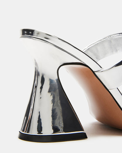 RENIE Silver Women's Open Toe Mule Heel Steve Madden SILVER