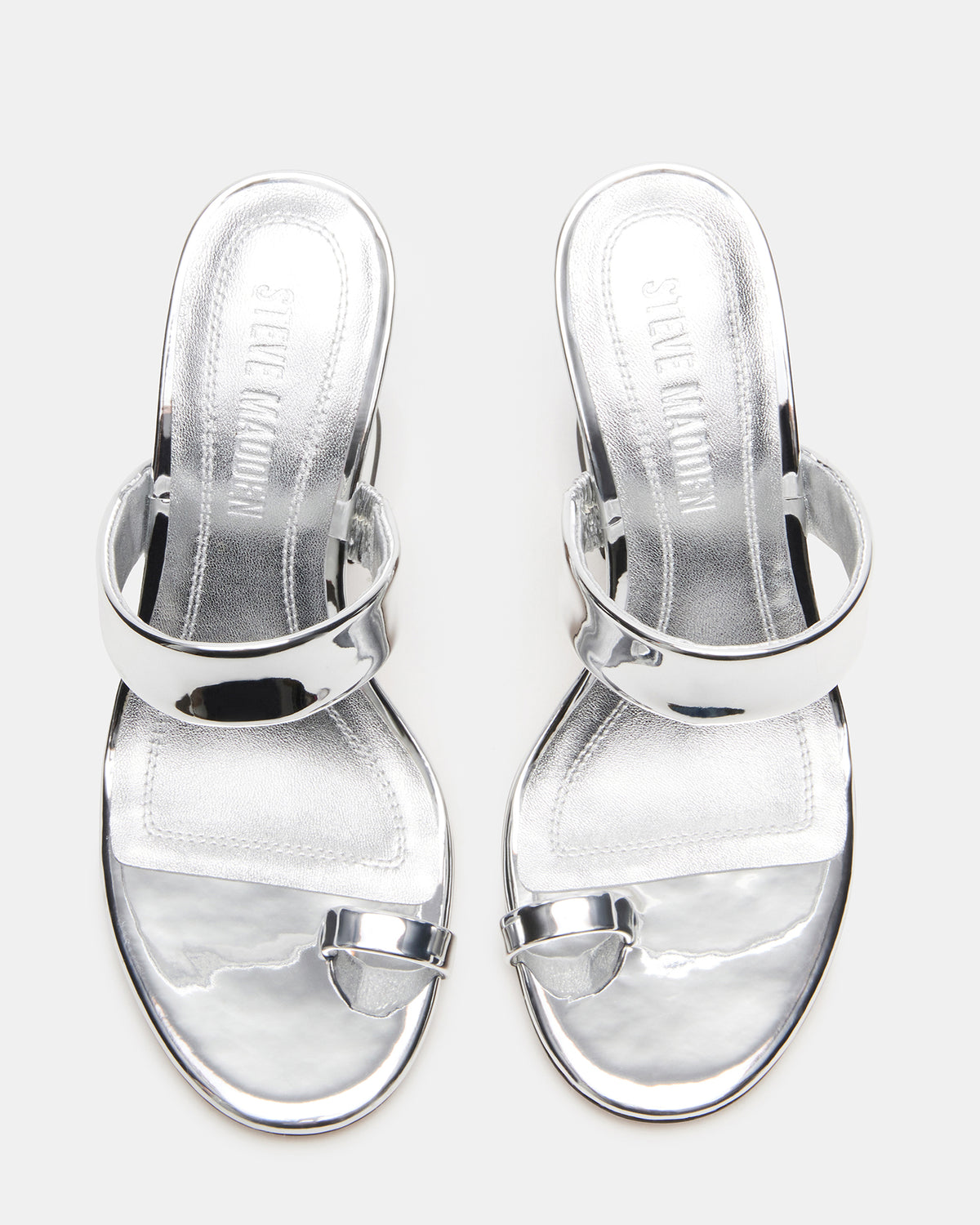 RENIE Silver Women's Open Toe Mule Heel Steve Madden SILVER