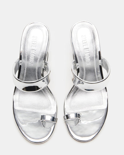 RENIE Silver Women's Open Toe Mule Heel Steve Madden SILVER