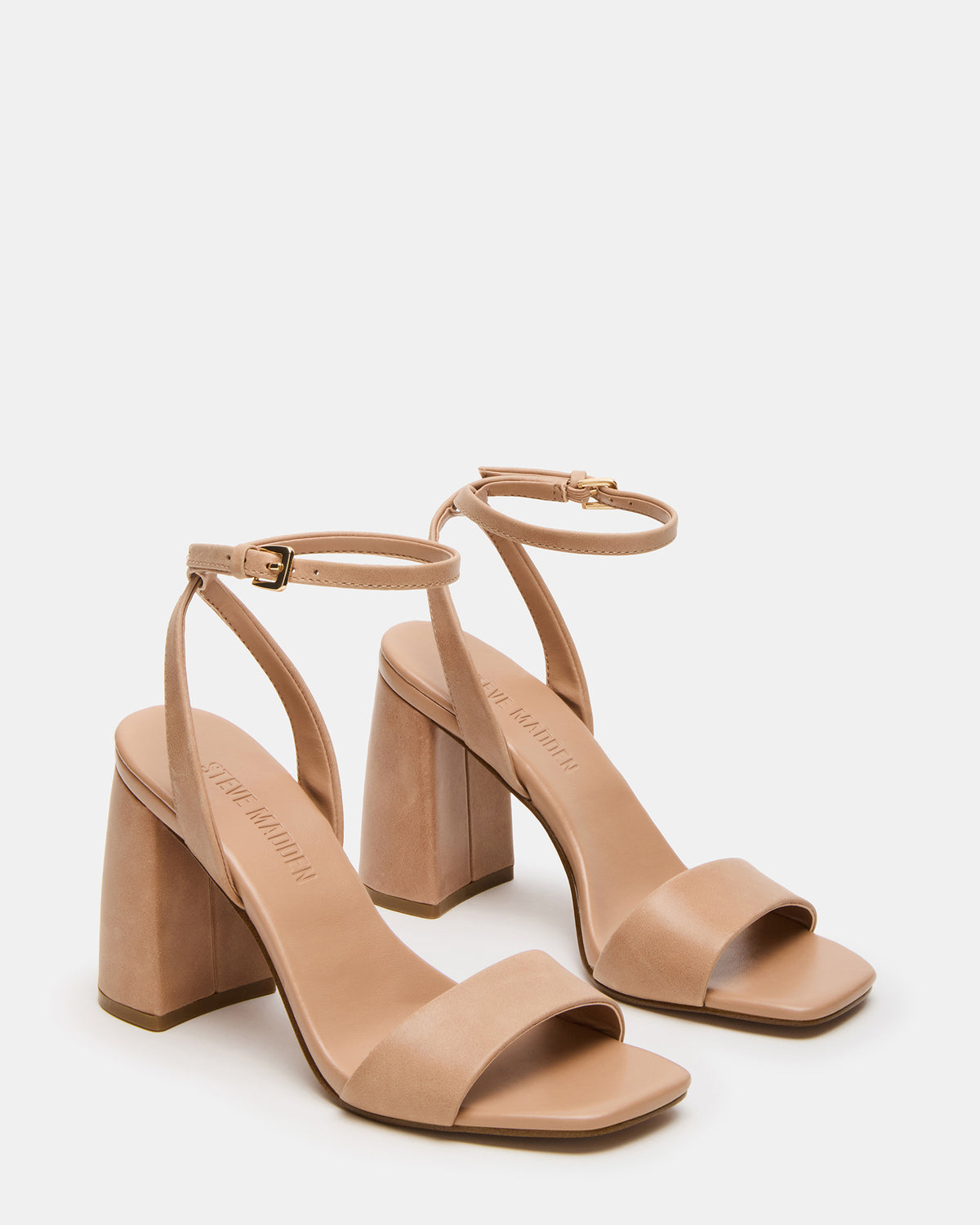 MESSA Natural Leather Women's Square-Toe Block Heel Steve Madden NATURAL LEATHER