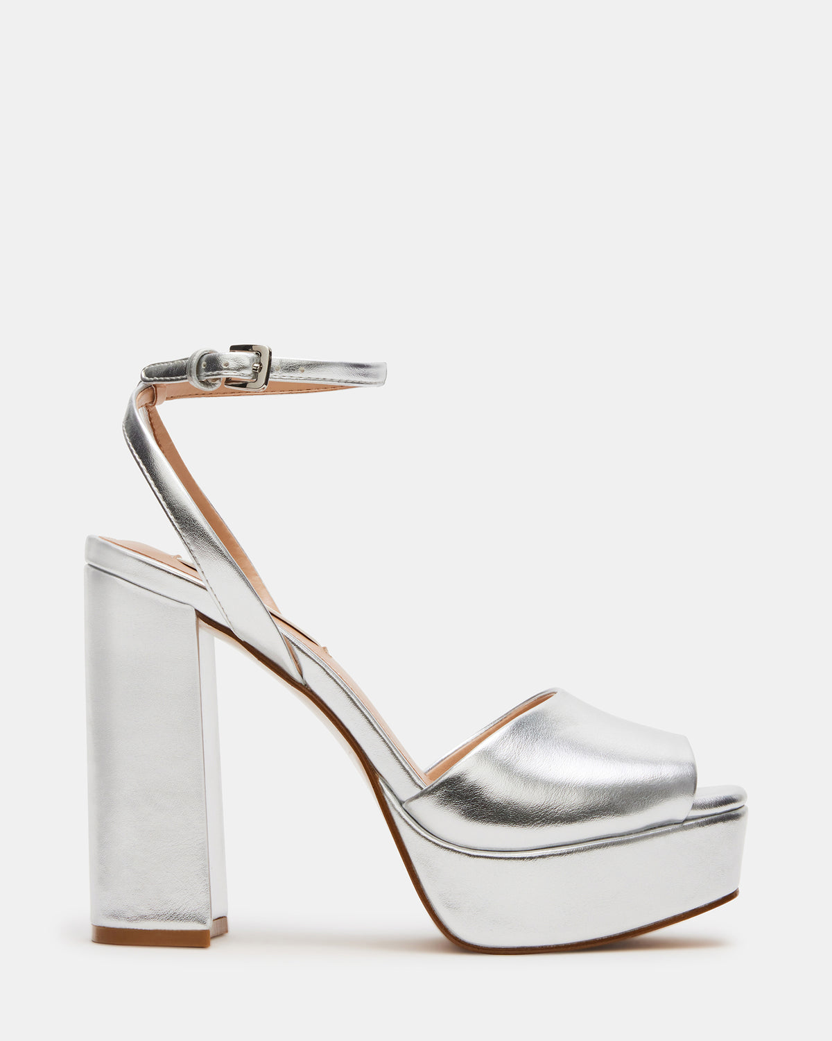 LOURDES Silver Metallic Platform Heel | Women's Heels Steve Madden SILVER METALLIC