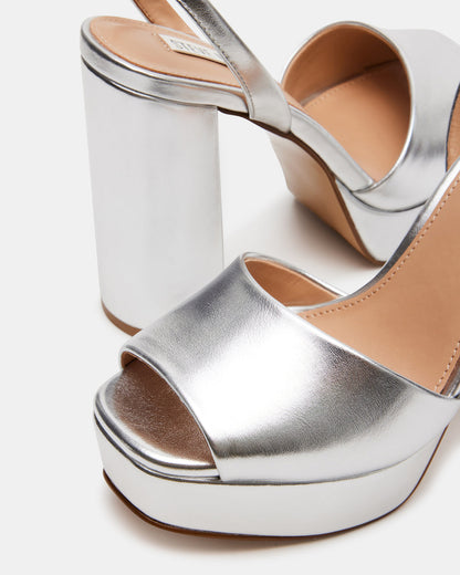 LOURDES Silver Metallic Platform Heel | Women's Heels Steve Madden SILVER METALLIC