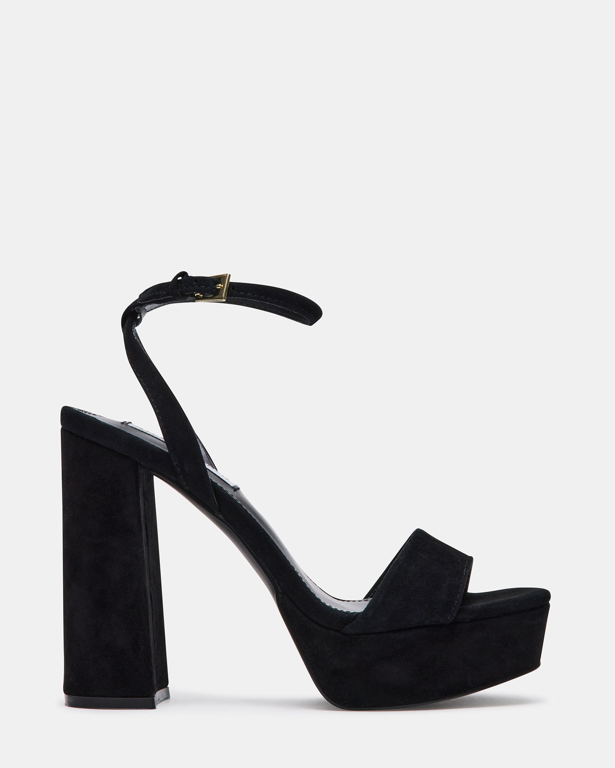 LESSA Black Suede Platform Block Heel | Women's Heels Steve Madden BLACK SUEDE