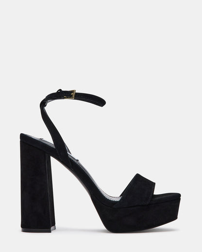 LESSA Black Suede Platform Block Heel | Women's Heels Steve Madden BLACK SUEDE