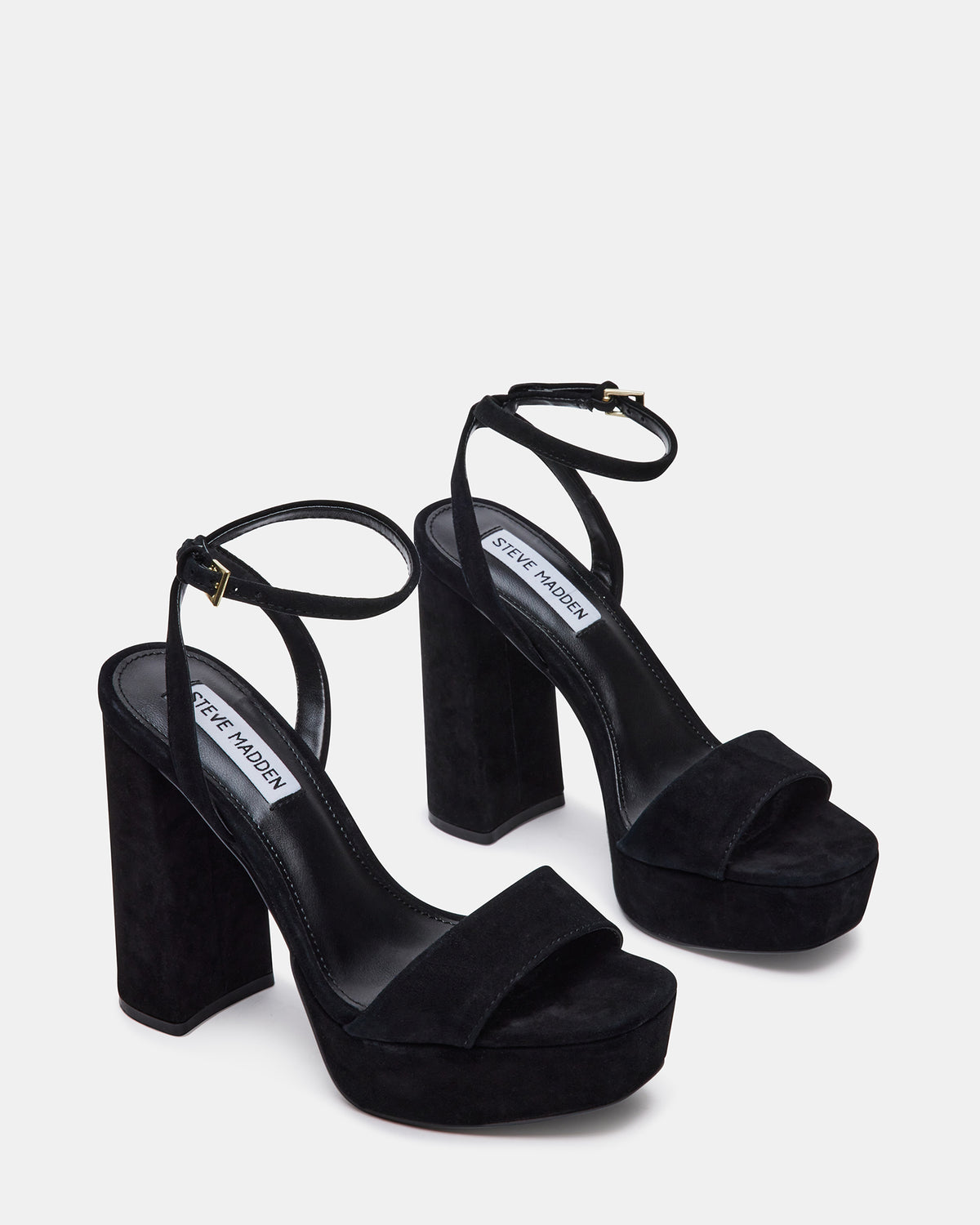 LESSA Black Suede Platform Block Heel | Women's Heels Steve Madden BLACK SUEDE
