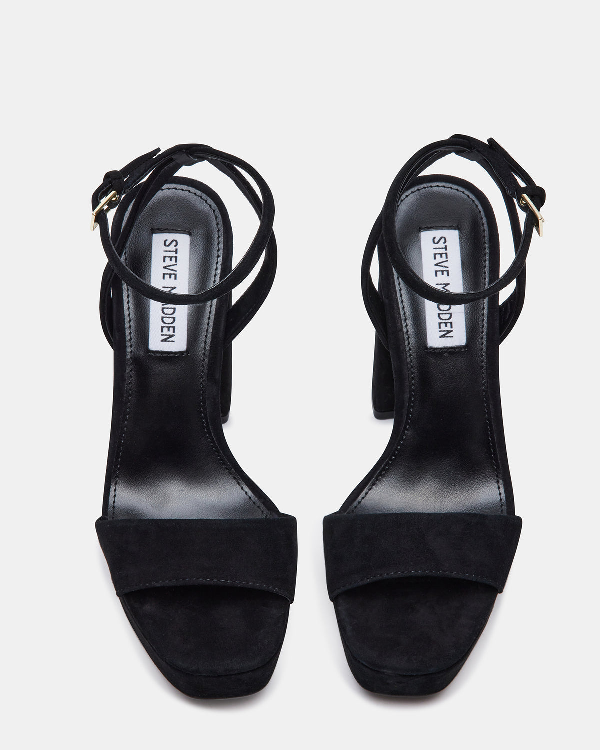 LESSA Black Suede Platform Block Heel | Women's Heels Steve Madden BLACK SUEDE
