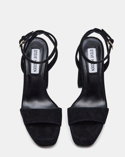 LESSA Black Suede Platform Block Heel | Women's Heels Steve Madden BLACK SUEDE