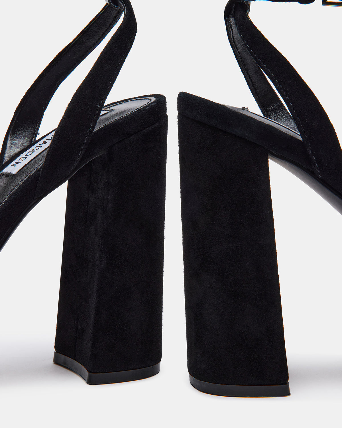 LESSA Black Suede Platform Block Heel | Women's Heels Steve Madden BLACK SUEDE