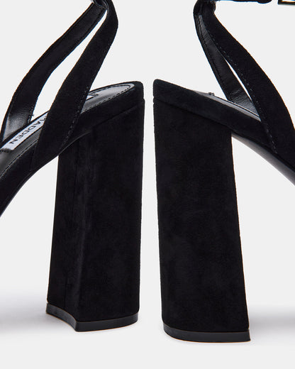 LESSA Black Suede Platform Block Heel | Women's Heels Steve Madden BLACK SUEDE