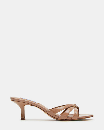 CARY Tan Patent Leather Square-Toe Strappy Mule Women's Heel Steve Madden TAN PATENT