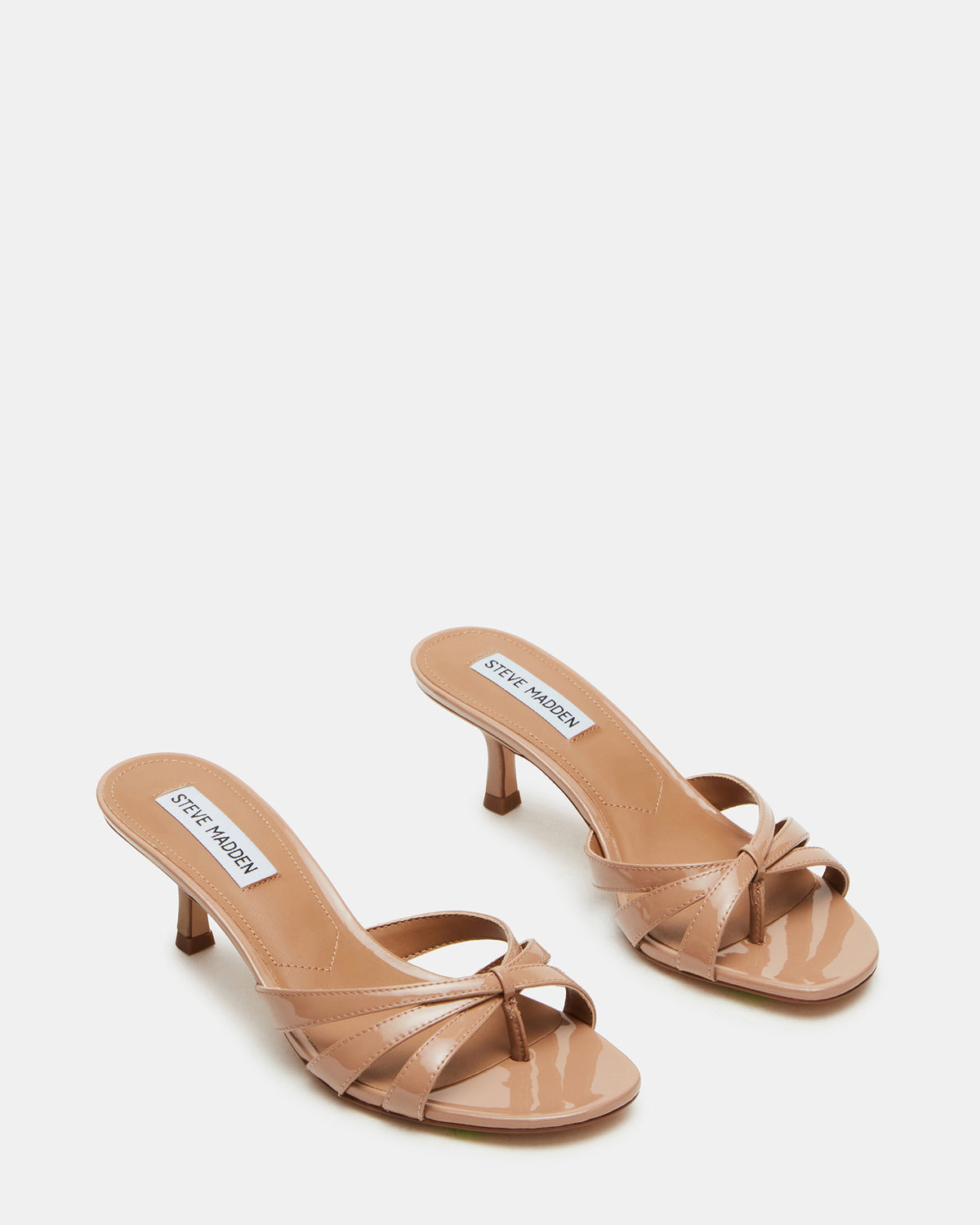CARY Tan Patent Leather Square-Toe Strappy Mule Women's Heel Steve Madden TAN PATENT