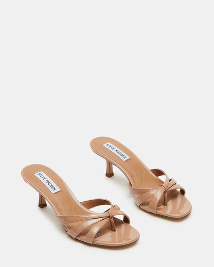 CARY Tan Patent Leather Square-Toe Strappy Mule Women's Heel Steve Madden TAN PATENT