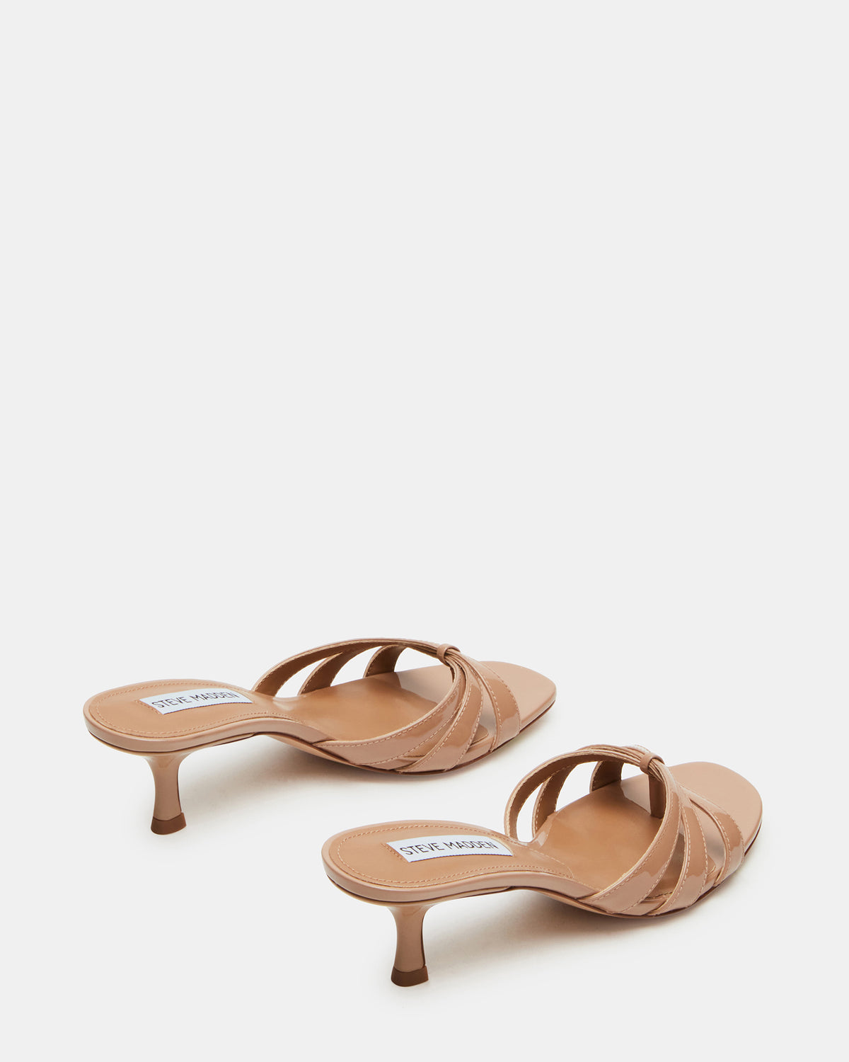 CARY Tan Patent Leather Square-Toe Strappy Mule Women's Heel Steve Madden TAN PATENT