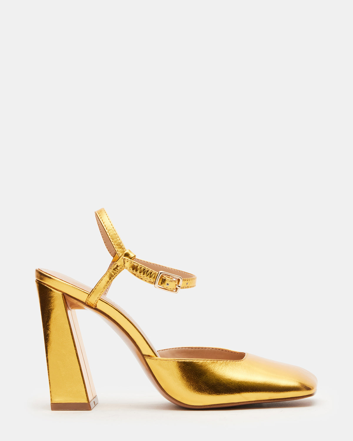 MOSAIC Gold Leather Square Toe Heel | Women's Heels Steve Madden GOLD LEATHER