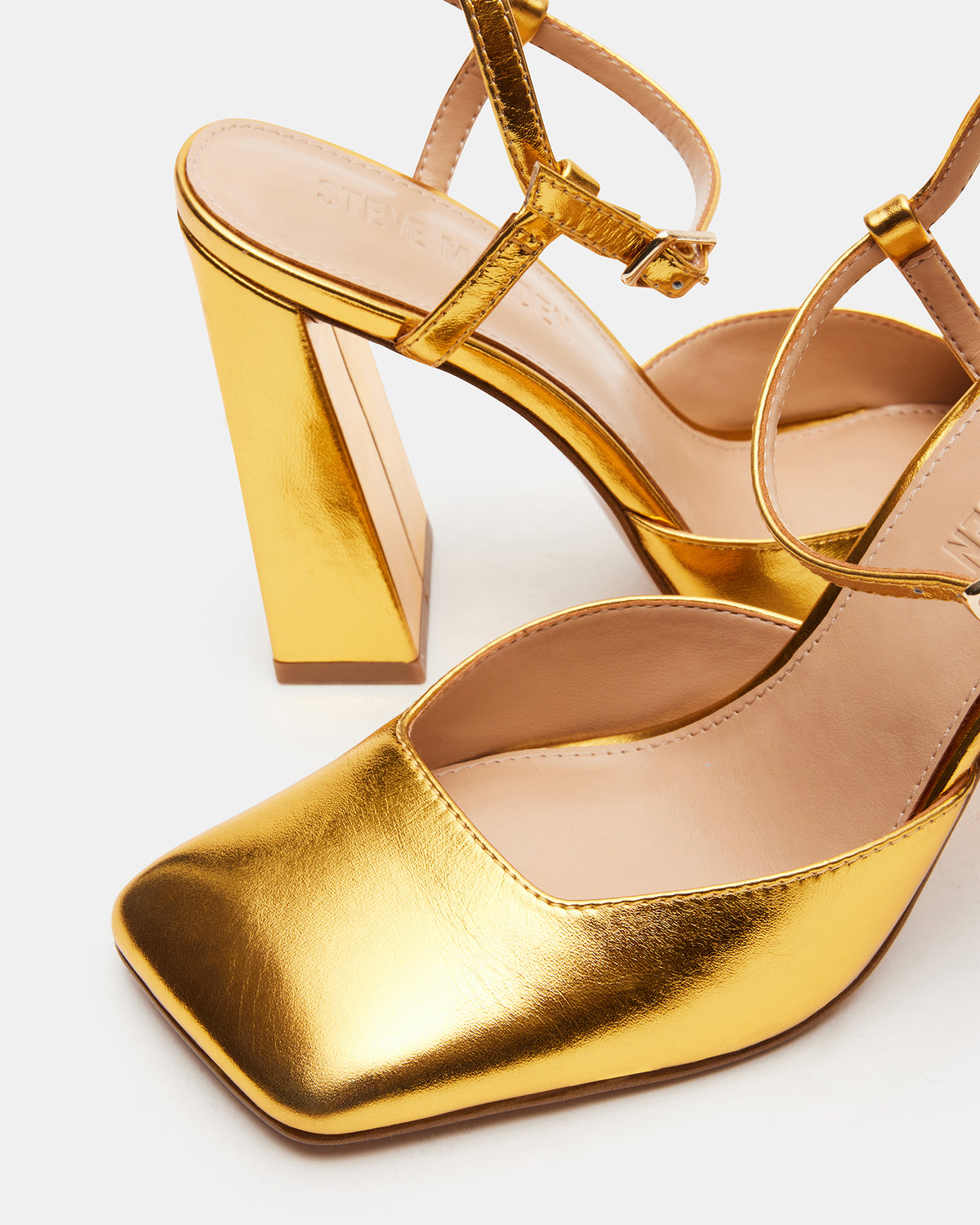 MOSAIC Gold Leather Square Toe Heel | Women's Heels Steve Madden GOLD LEATHER
